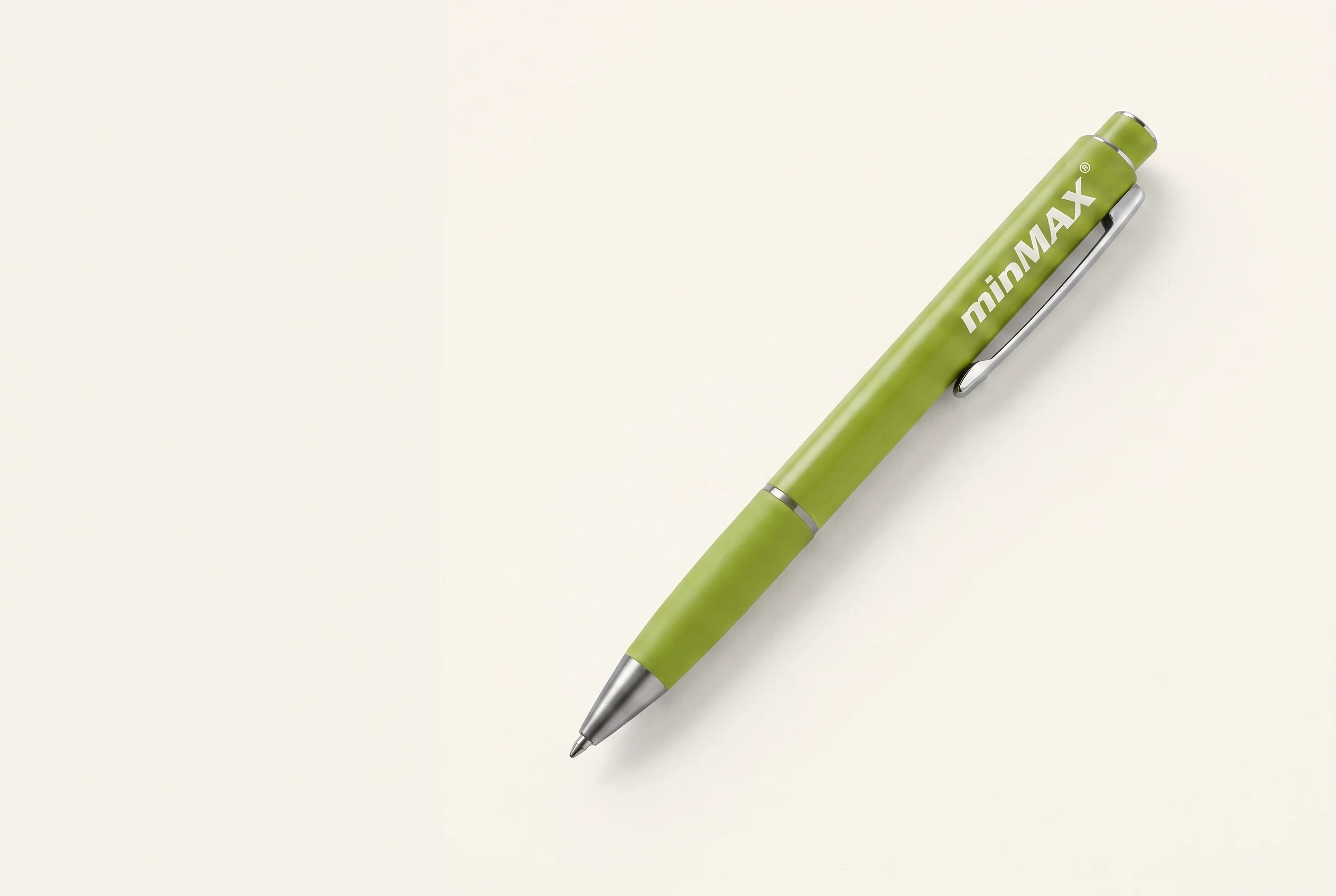 Green minMAX branded pen