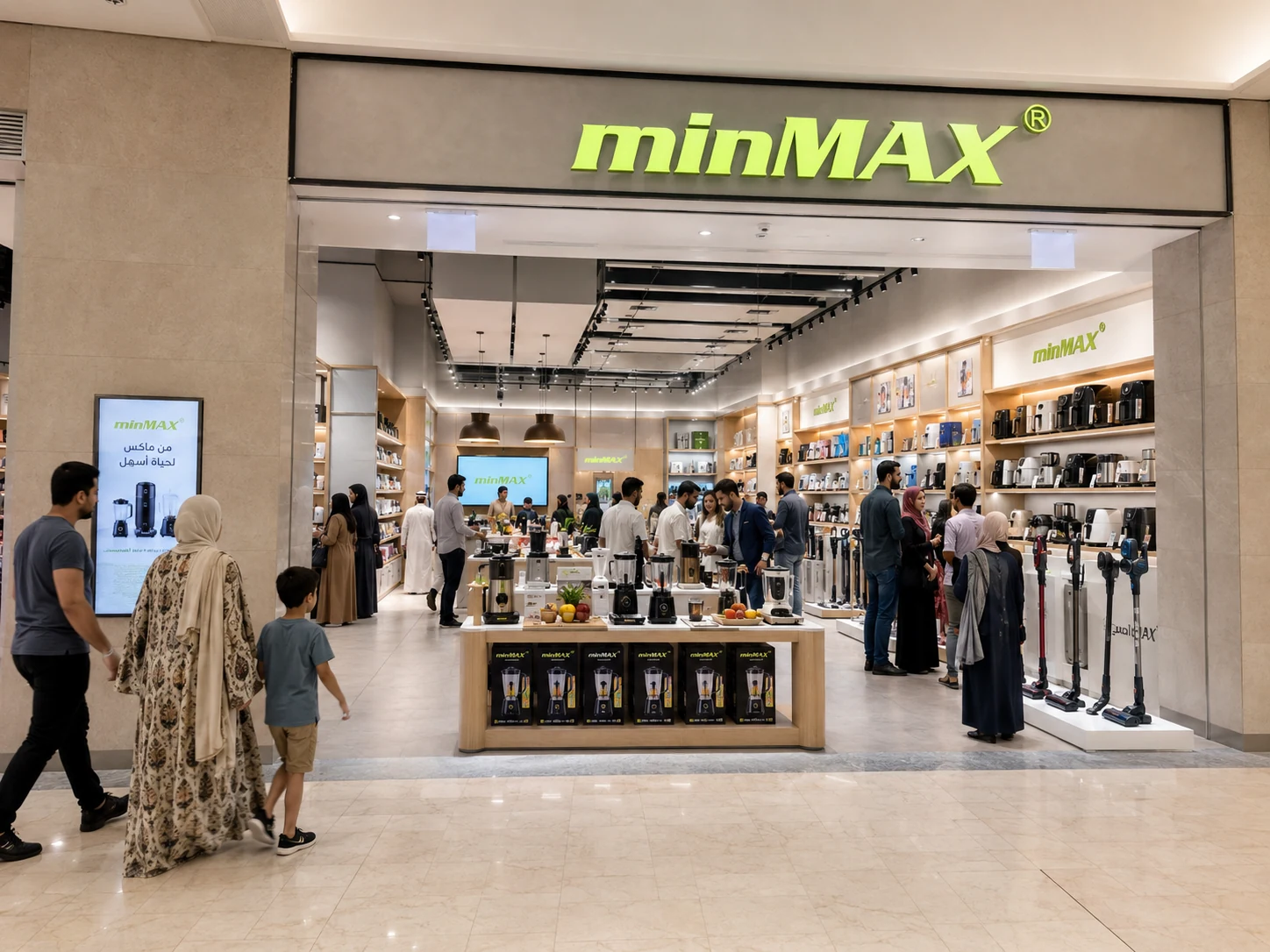 Customers exploring a minMAX partner store in the Middle East